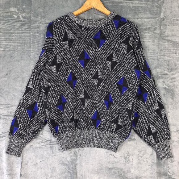 Mens Sweater Medium Vintage Pullover Geometric Grandpa Cosby‎ Dad Classic 90s - Picture 1 of 7